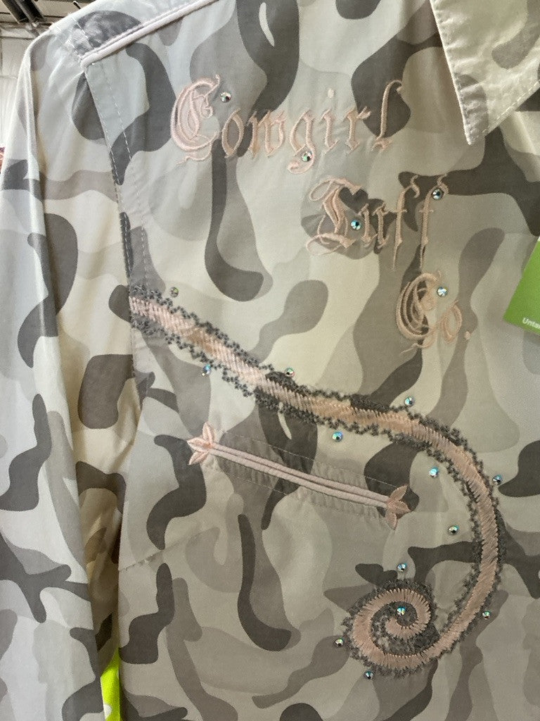 Western Shirt Cowgirl Tuff Medium Brown Camo