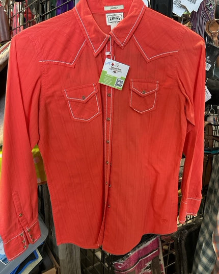 Western Shirt Ariat Fitted Large Orange