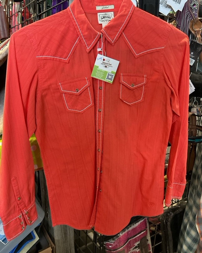 Western Shirt Ariat Fitted Large Orange