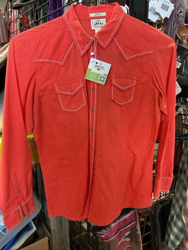 Western Shirt – Ariat Fitted, Orange, Large | Used, Very Good
