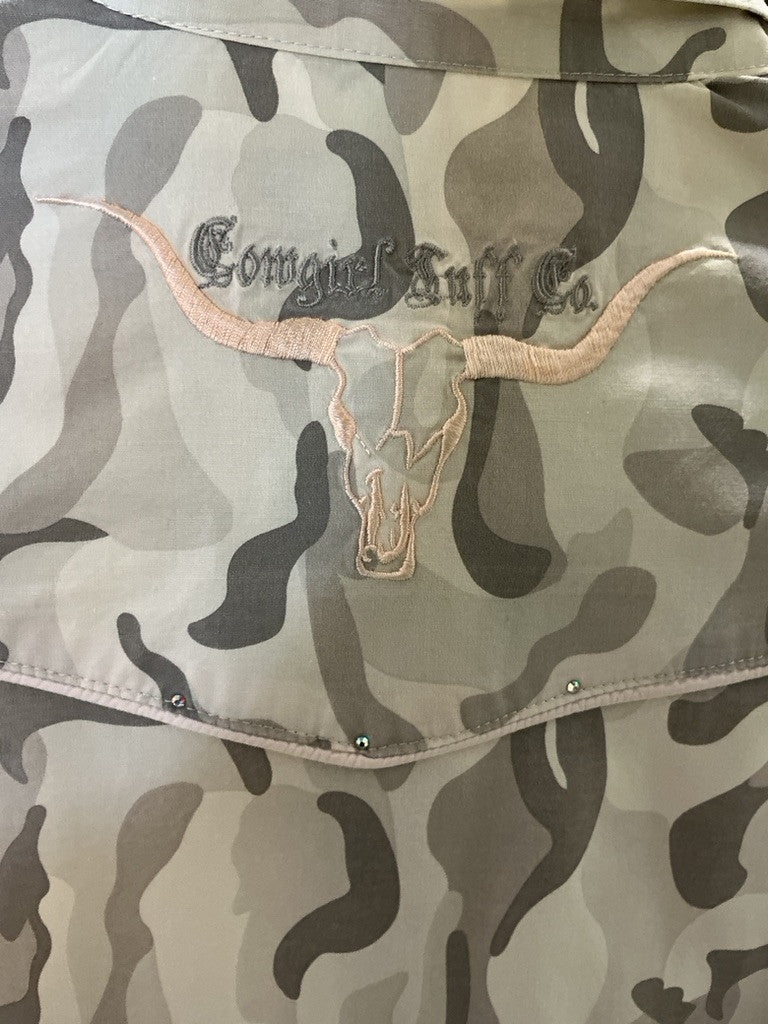 Western Shirt Cowgirl Tuff Medium Brown Camo