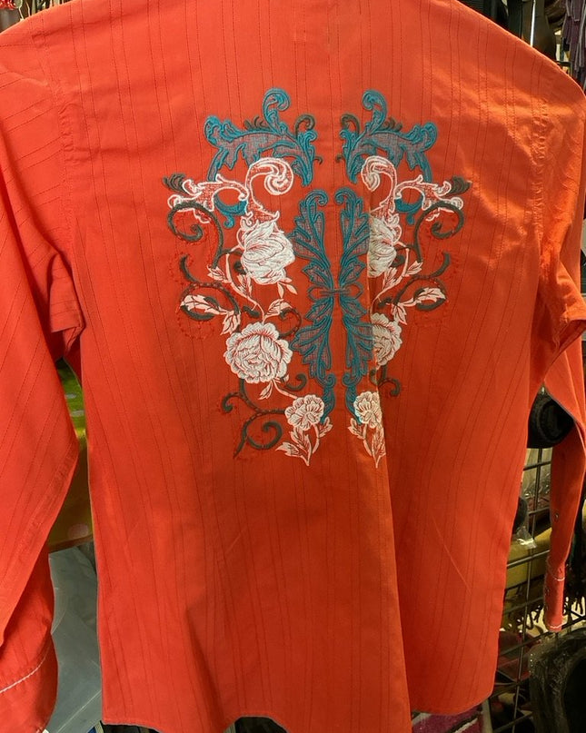 Western Shirt Ariat Fitted Large Orange