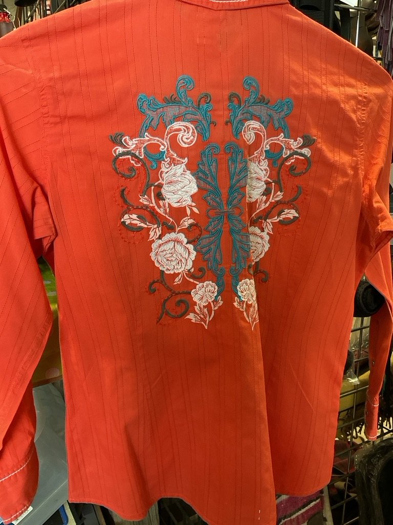 Western Shirt Ariat Fitted Large Orange