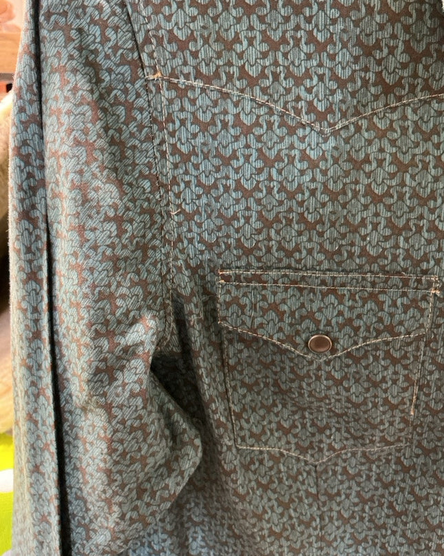 Western Shirt Roper Medium Teal/Brown