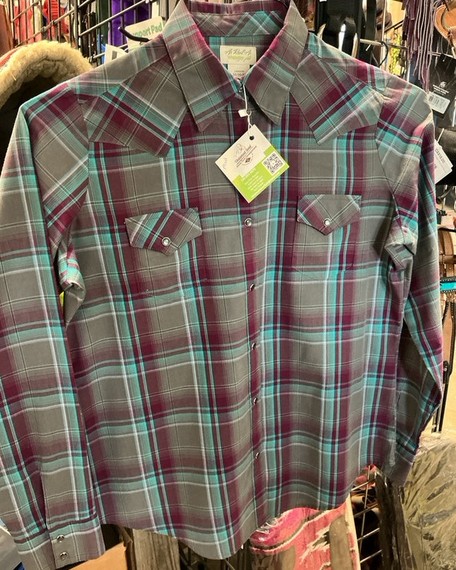 Western Shirt Wrangler Medium Teal/Burgundy