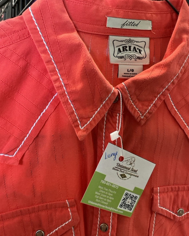 Western Shirt Ariat Fitted Large Orange