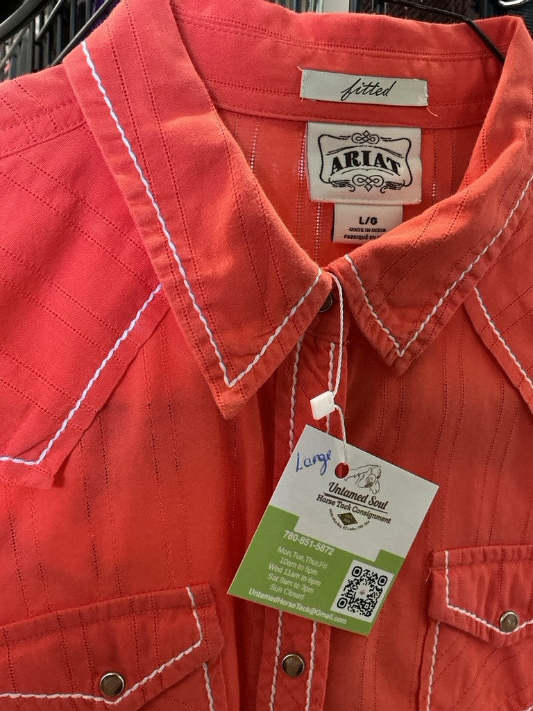 Western Shirt Ariat Fitted Large Orange