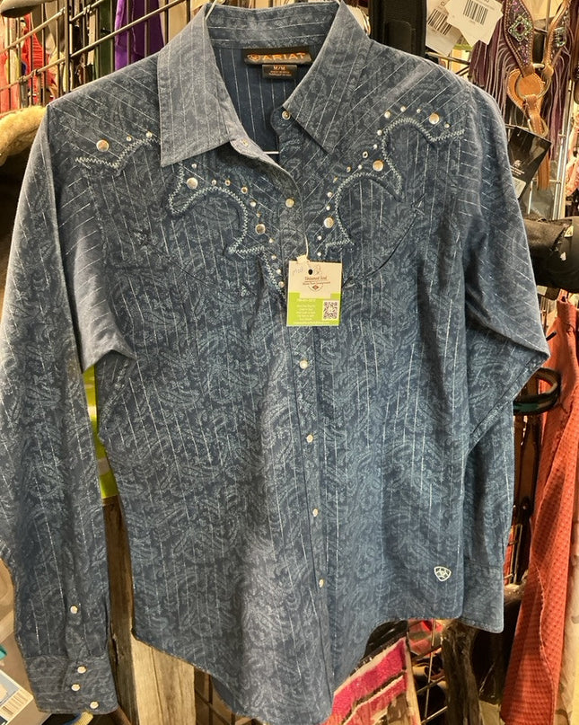 Western Shirt Ariat Medium Blue Pattern