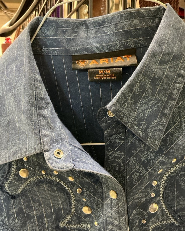 Western Shirt Ariat Medium Blue Pattern