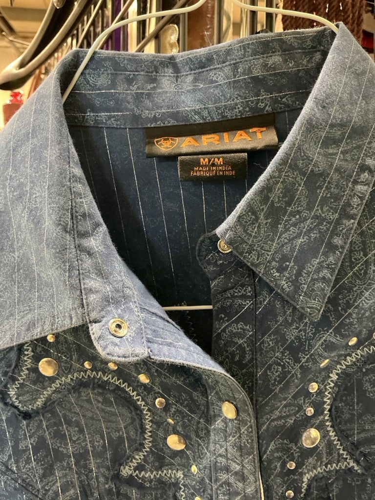 Western Shirt Ariat Medium Blue Pattern