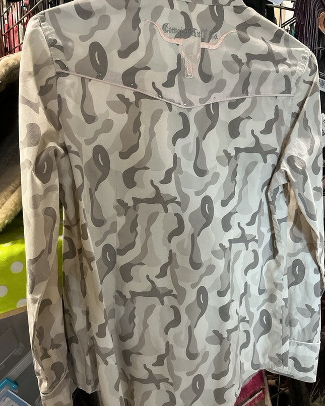 Western Shirt Cowgirl Tuff Medium Brown Camo