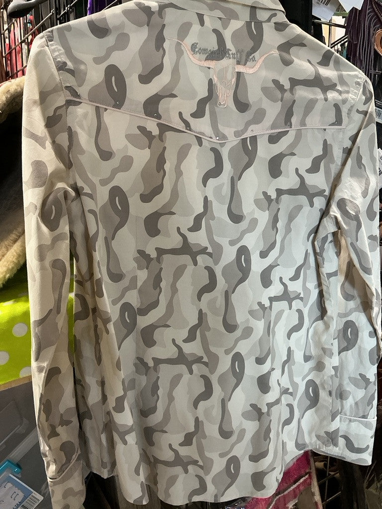 Western Shirt Cowgirl Tuff Medium Brown Camo