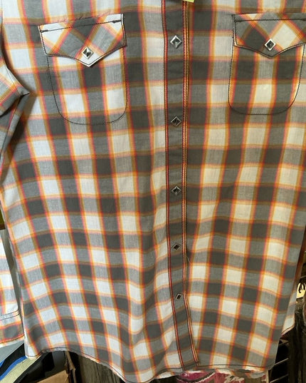 Western Shirt Wrangler Medium Grey/White/Orange
