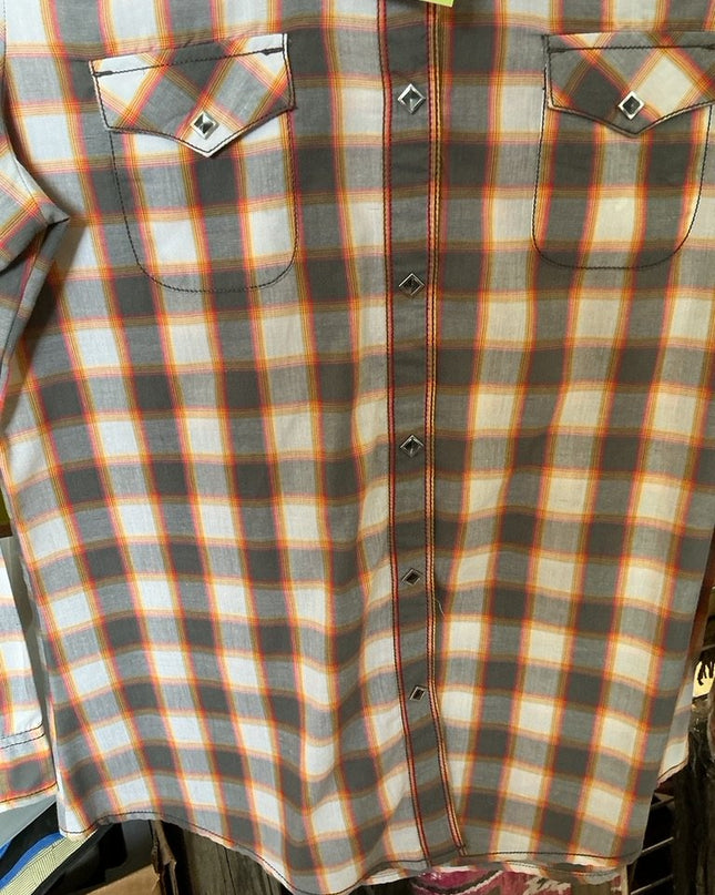 Western Shirt Wrangler Medium Grey/White/Orange