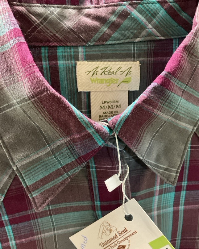 Western Shirt Wrangler Medium Teal/Burgundy