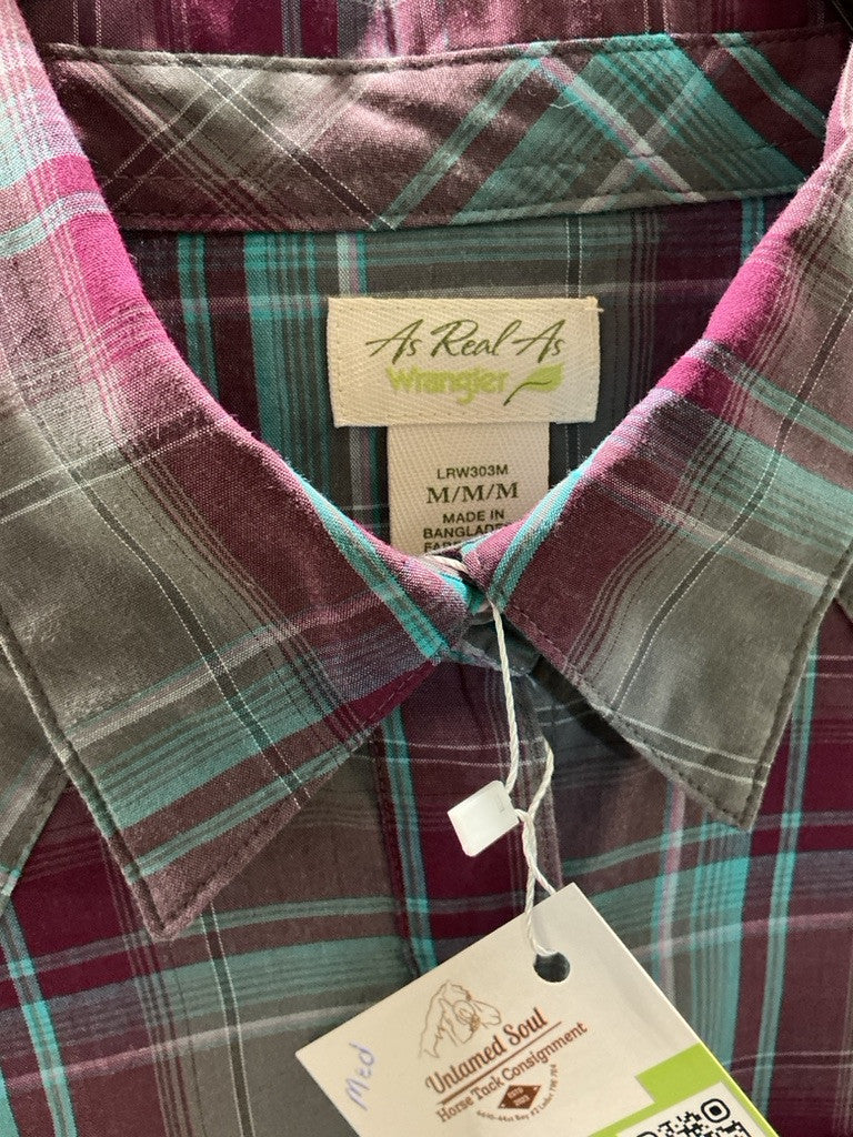 Western Shirt Wrangler Medium Teal/Burgundy