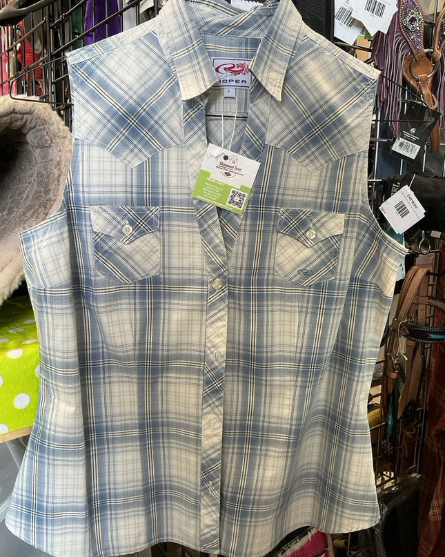 Western Shirt Roper Large Blue/White