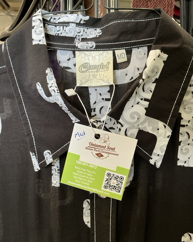 Western Shirt Cowgirl Black/White Med