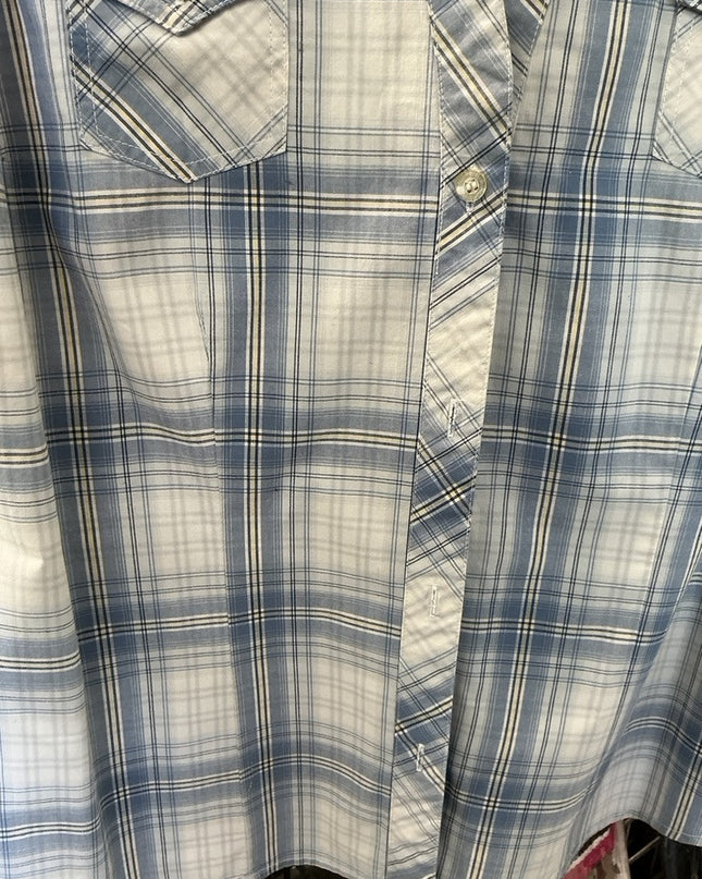 Western Shirt Roper Large Blue/White