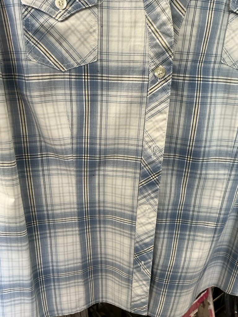 Western Shirt Roper Large Blue/White