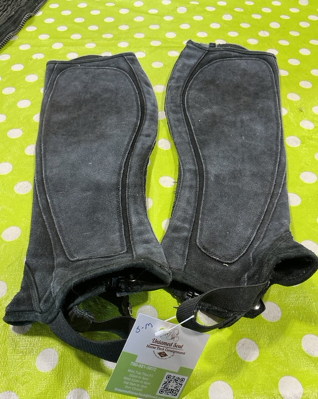 Half Chaps Black Suede Small
