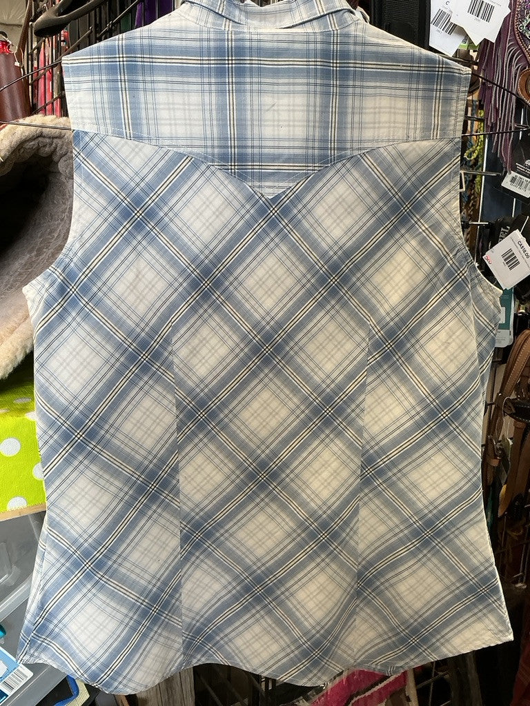 Western Shirt Roper Large Blue/White