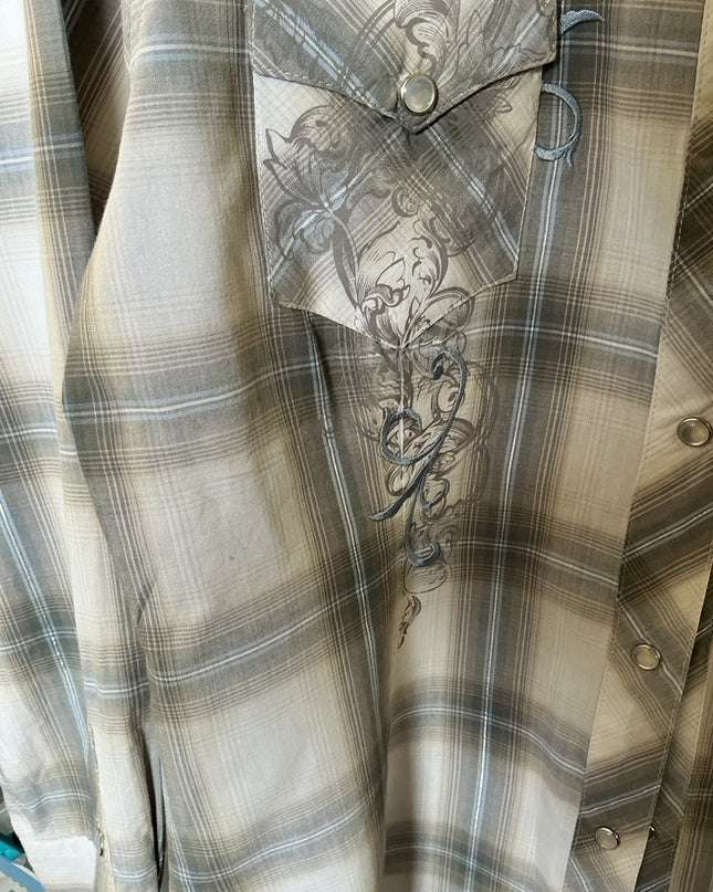 Western Shirt Roper Medium Grey/White