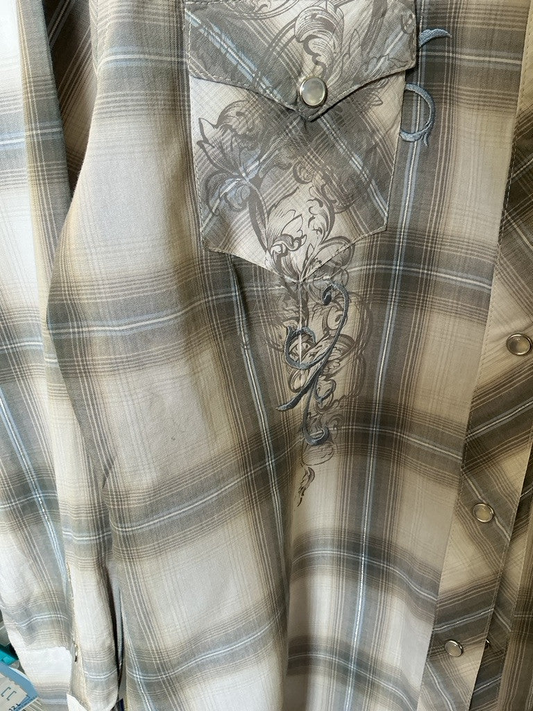 Western Shirt Roper Medium Grey/White