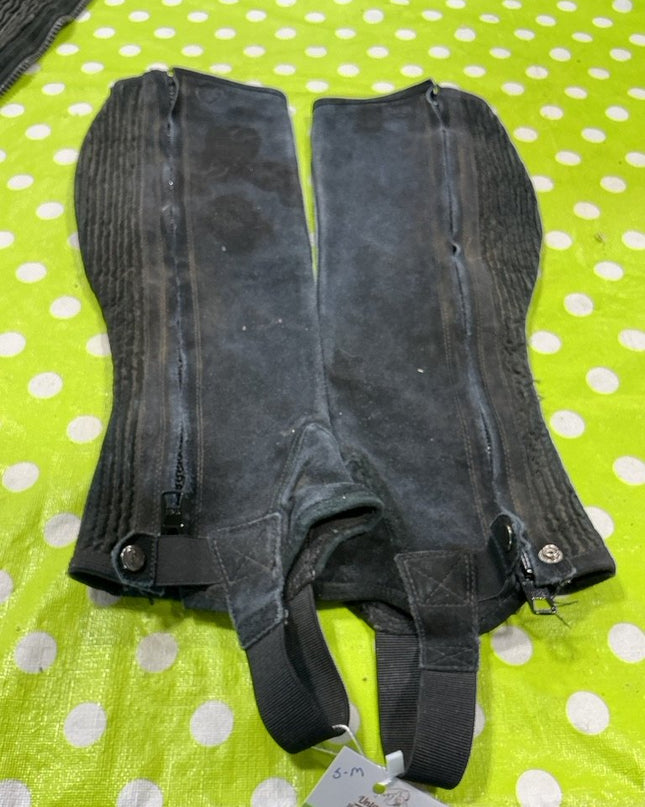 Half Chaps Black Suede Small