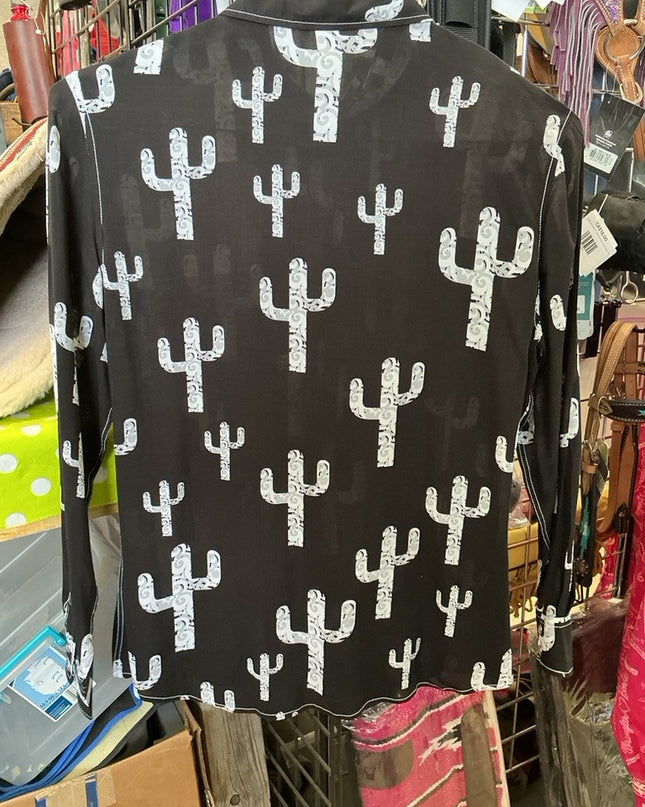 Western Shirt Cowgirl Black/White Med
