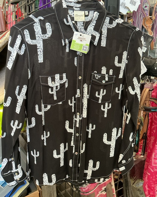 Western Shirt Cowgirl Black/White Med