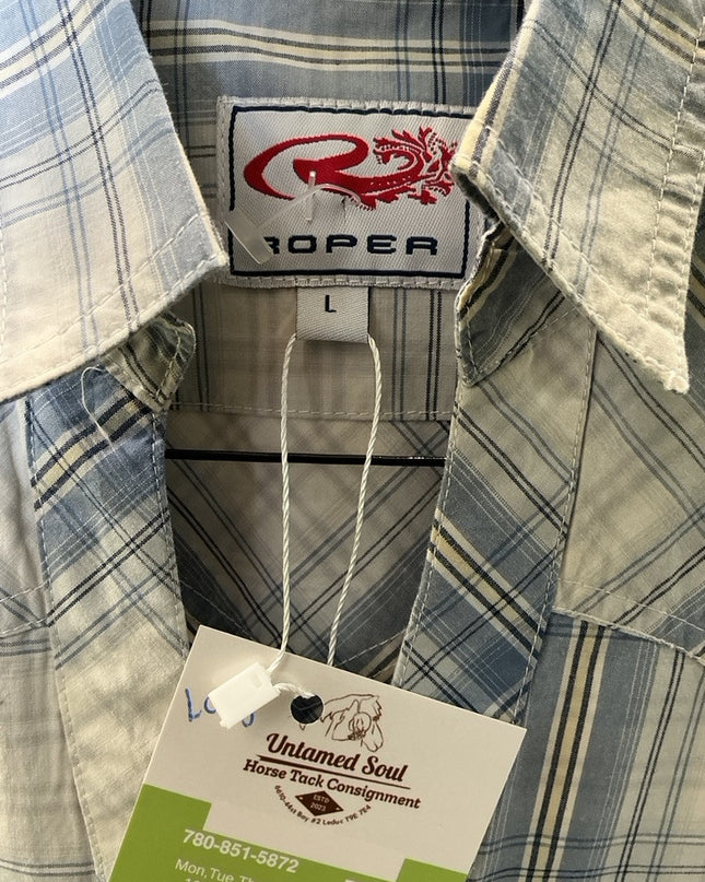 Western Shirt Roper Large Blue/White