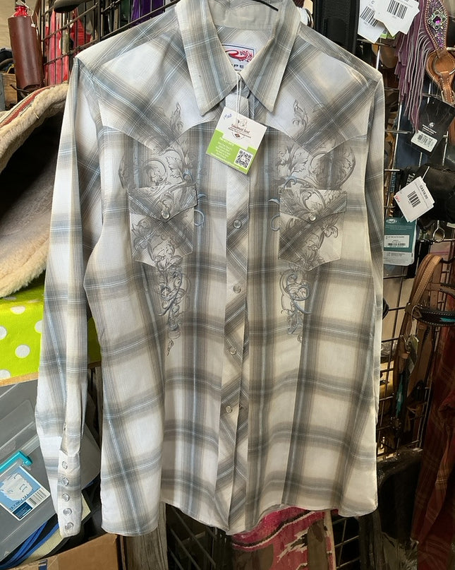 Western Shirt Roper Medium Grey/White
