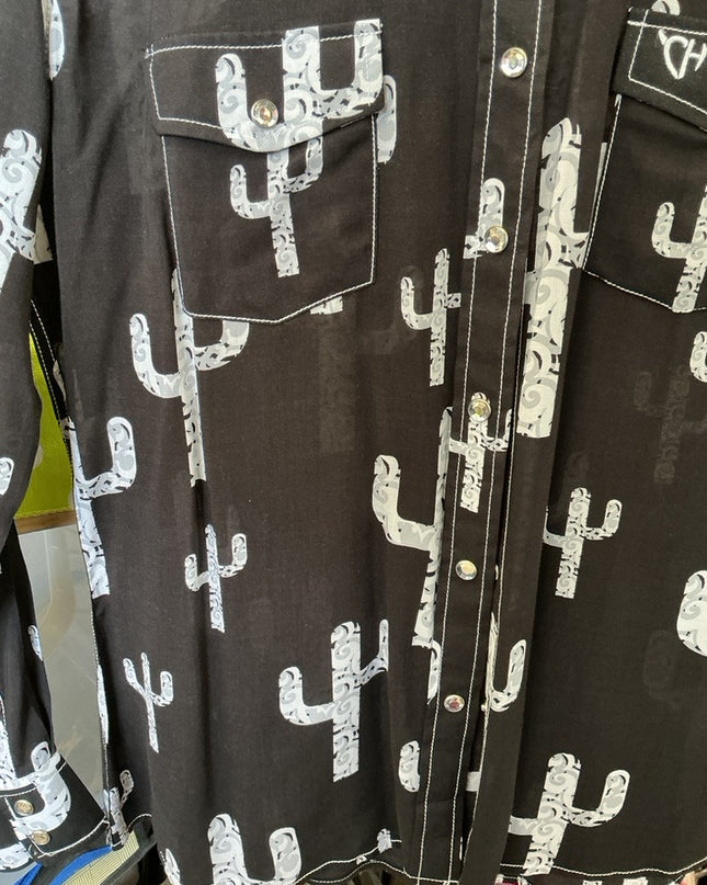 Western Shirt Cowgirl Black/White Med
