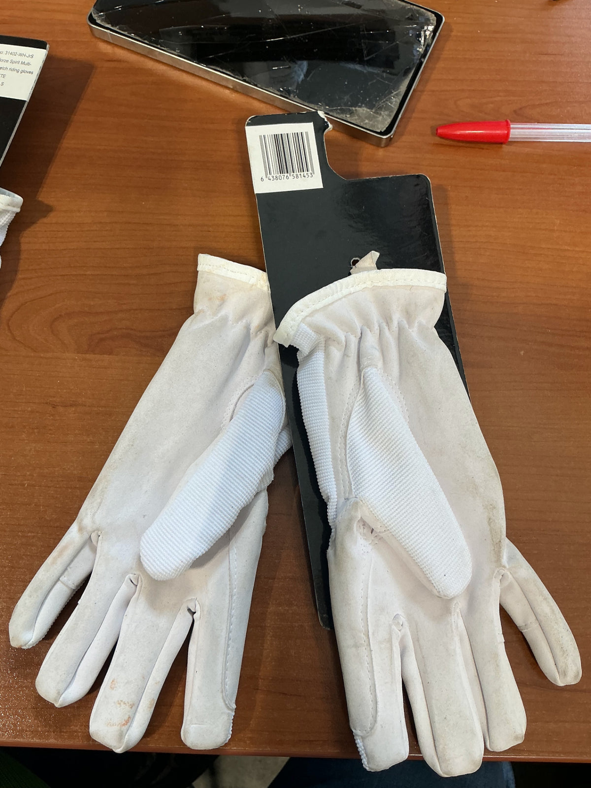 English riding gloves Junior Med White