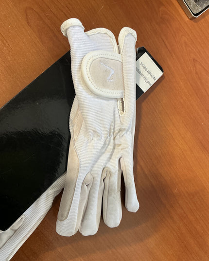 English riding gloves Junior Med White