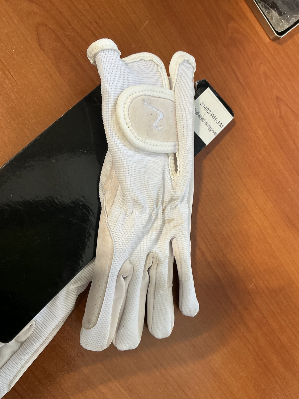 English riding gloves Junior Med White