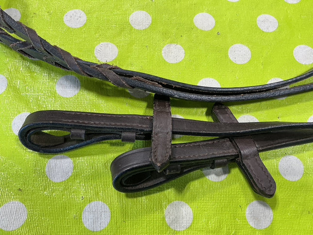 English Reins Braided Leather Brown 