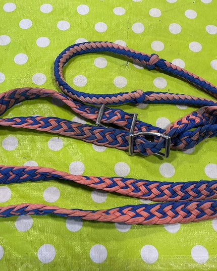 Western Barrel Reins Pink/Blue