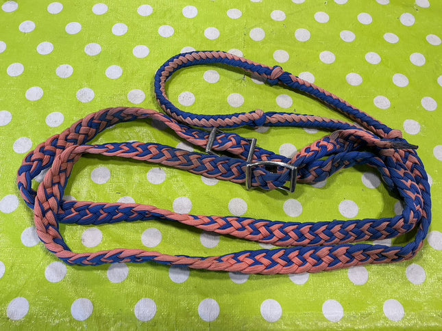 Western Barrel Reins Pink/Blue