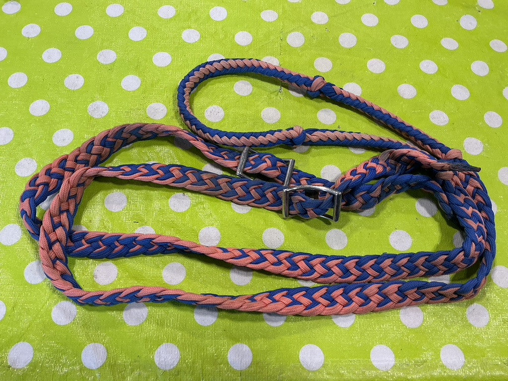 Western Barrel Reins Pink/Blue