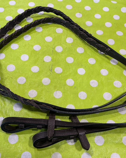 English Reins Braided Leather Brown 