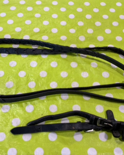 English Reins Braided Black Leather 