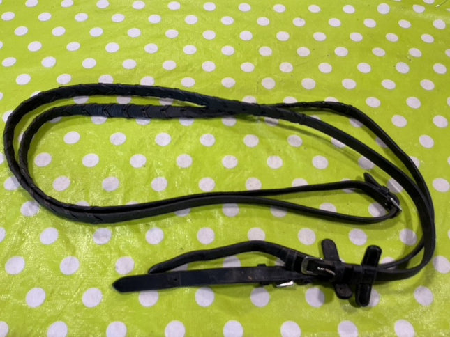 English Reins Braided Black Leather 