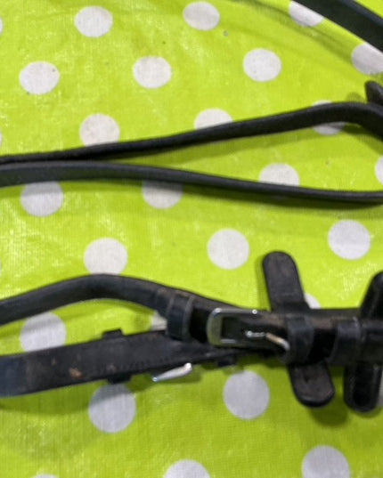 English Reins Braided Black Leather 