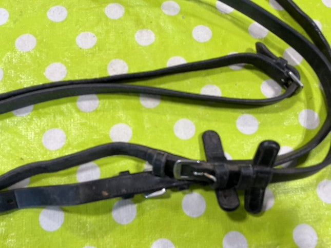 English Reins Braided Black Leather 