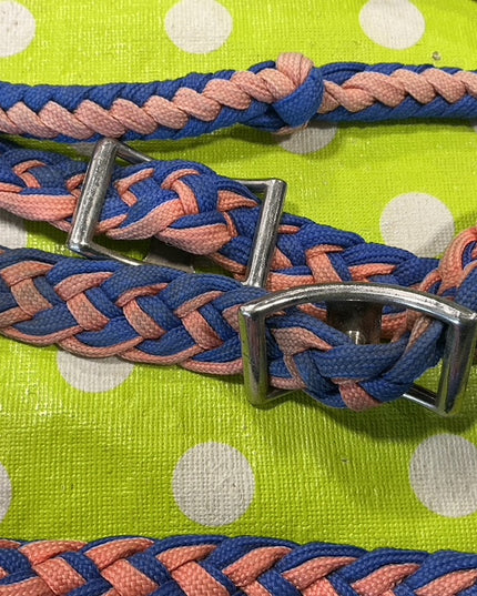 Western Barrel Reins Pink/Blue