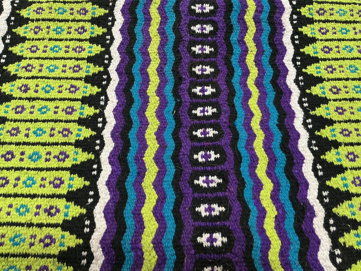 Western Saddle Blanket Black/Green/Purple/teal 31X31