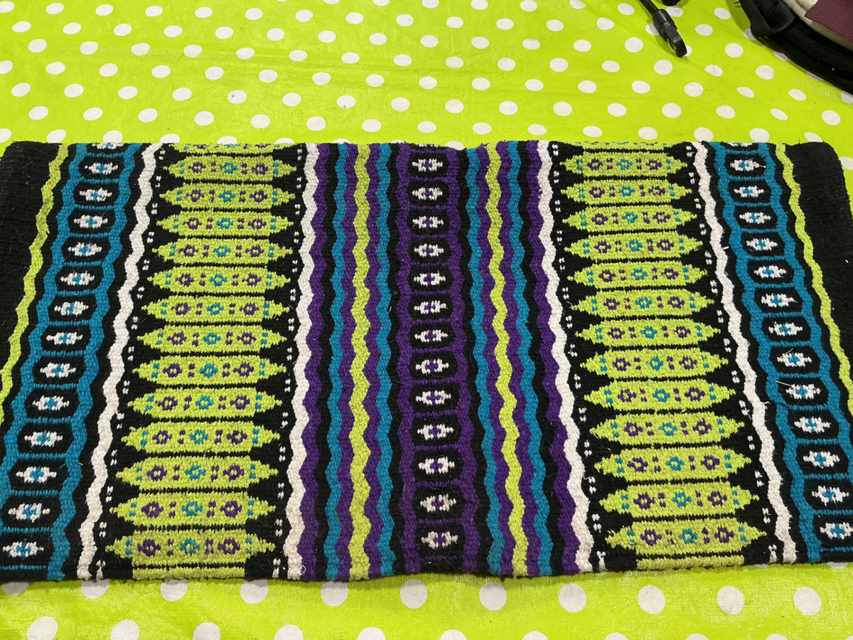 Western Saddle Blanket Black/Green/Purple/teal 31X31
