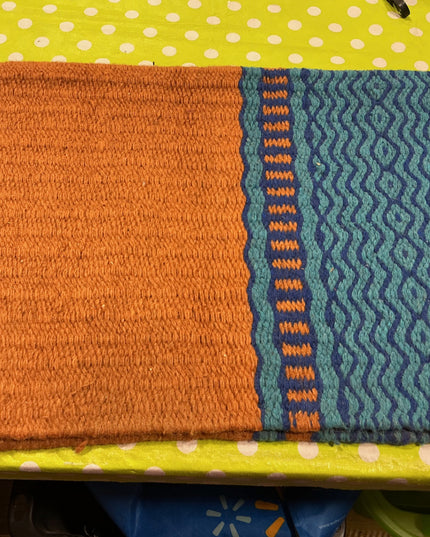 Western Saddle Blanket Orange/Turquoise 35X35